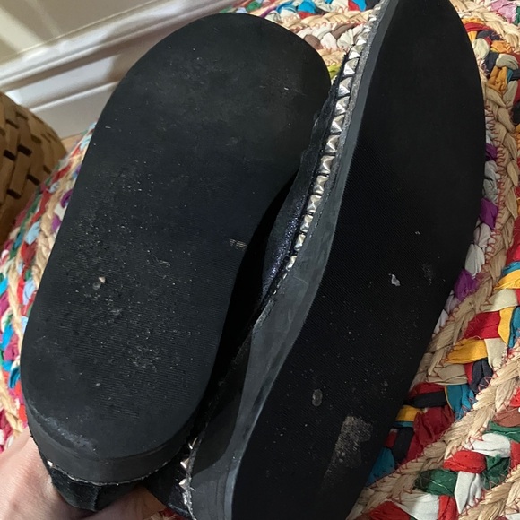 Calleen Cordero Navy Metallic Leather glitter Studded Women's Boots - Picture 6 of 7